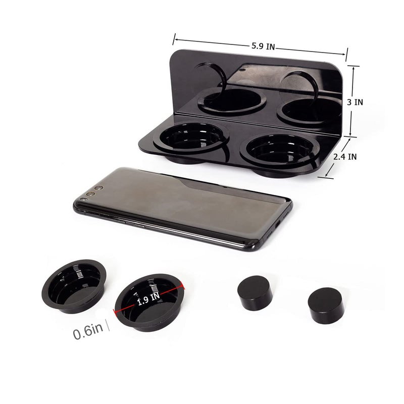 WACOOL Magnetic Reptile Ledge, Acrylic Gecko Feeding Ledge with 6PCS Cups, Reptile Food Water Feeder Dish for Geckos Iguana Chameleon Pets (Black) - Image 3